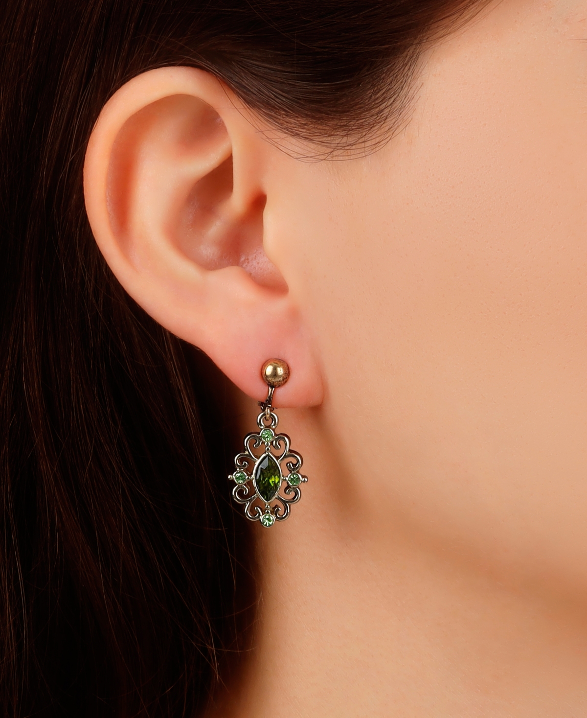 2028 CRYSTAL FILIGREE CLIP EARRINGS 