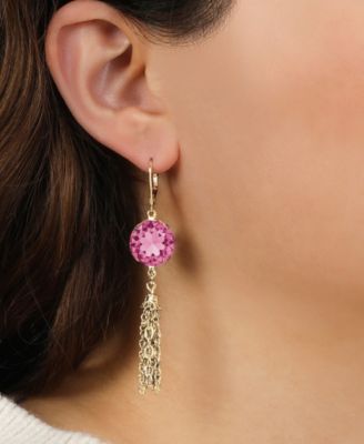 Round Crystal Tassel Drop Earrings