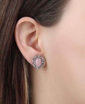 Glass Filigree Post Back Stud Earrings