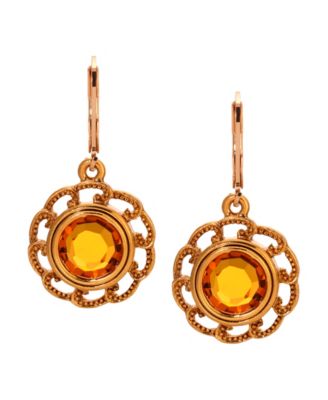 Round Crystal Filigree Drop Earrings