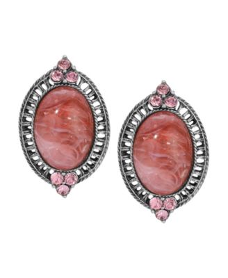Acrylic Crystal Accent Button Earrings