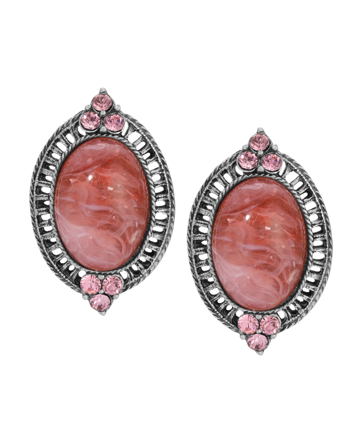 Shop 2028 Acrylic Crystal Accent Button Earrings In Pink