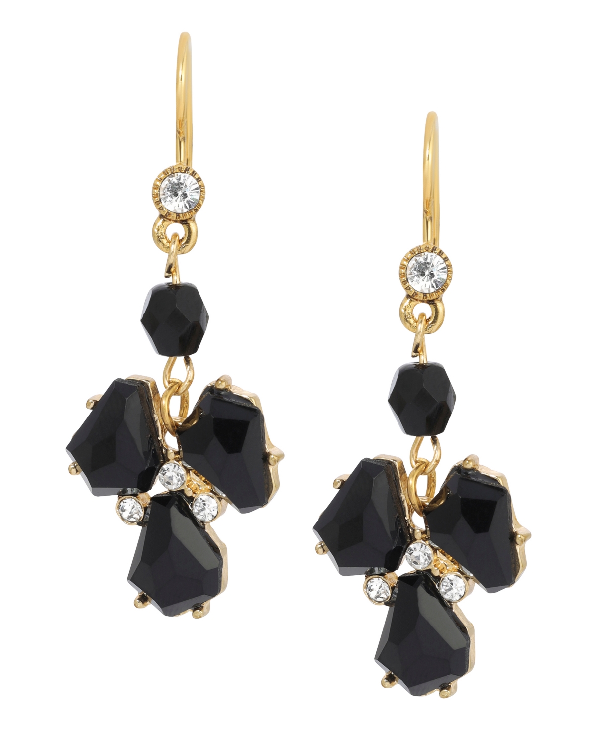2028 Epoxy Multi Shape Stone Drop Earrings In Black