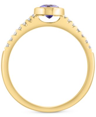 EFFY&reg; Tanzanite (3/8 ct. t.w.) & Diamond (1/10 ct. t.w.) Accent Ring in 14k Yellow Gold