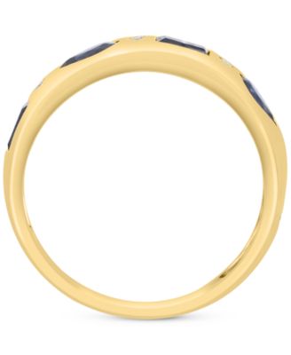 EFFY&reg; Blue Sapphire (1 ct. t.w.) & Diamond Accent Band Ring in 14k Yellow Gold