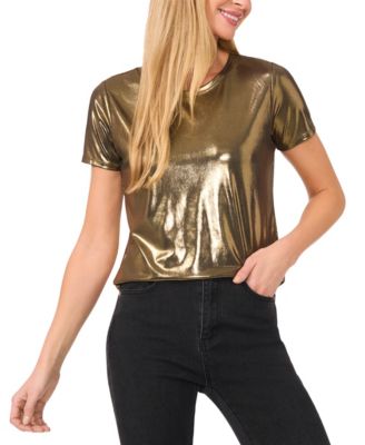 Women's Metallic Shine Short Sleeve T-Shirt
