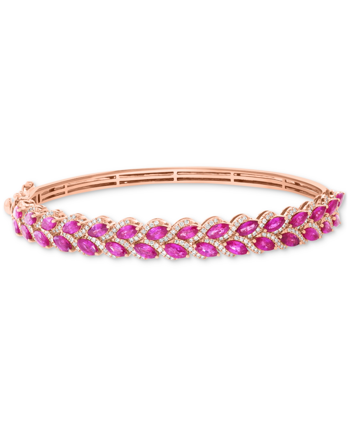Effy Collection Effy Ruby (4-7/8 Ct. T.w.) & Diamond (3/4 Ct. T.w.) Bangle Bracelet In 14k Rose Gold In Ruby