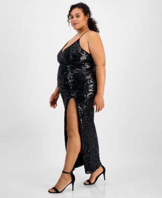 Trendy Plus Size Patterned Sequin A-Line Dress
