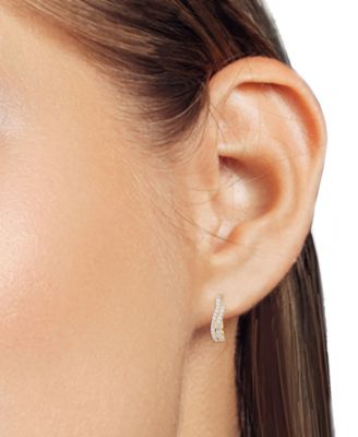 Diamond Double-Row Hoop Earrings (1/3 ct. t.w.) in 14k Gold-Plated Sterling Silver 