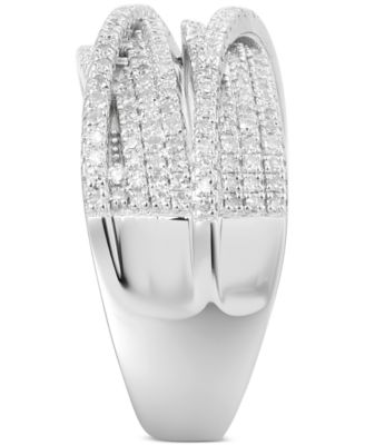 Diamond Multirow Crossover Statement Ring (3/4 ct. t.w.) in Sterling Silver