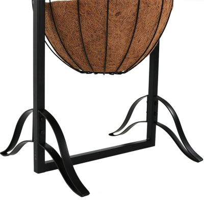 Hanging Basket Planter Stand with Decorative "Welcome" Sign - 48-Inch Tall