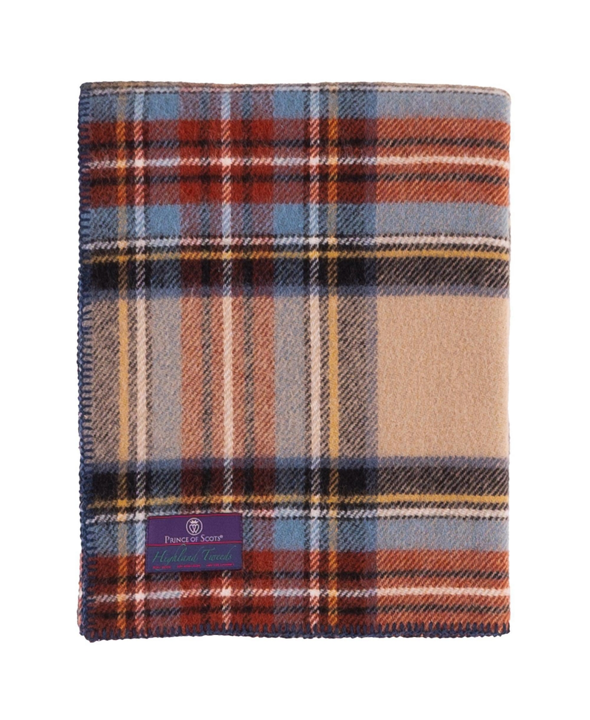 Prince Of Scots Highland Tweeds Big Throw, 59" X 80" In Tan Multi
