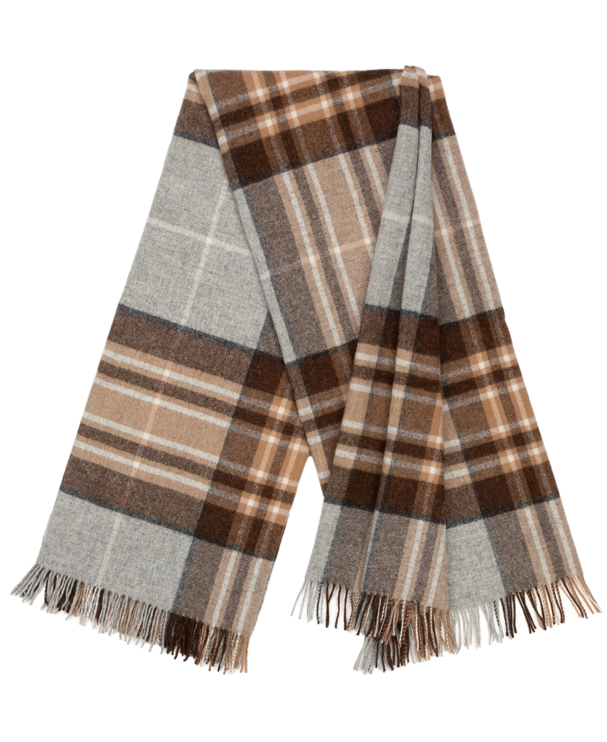 Prince Of Scots Highland Tweeds Shetland Lambswool Throw, 55 " X 72" In Tan Grey