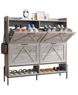 Shoe Cabinet with 4 Flip Drawers,Freestanding Shoe Storage Cabinet Organizer for Entryway,Shoe Rack Cabinet,Dry and wet Separation Shoe Organizer with Metal Legs