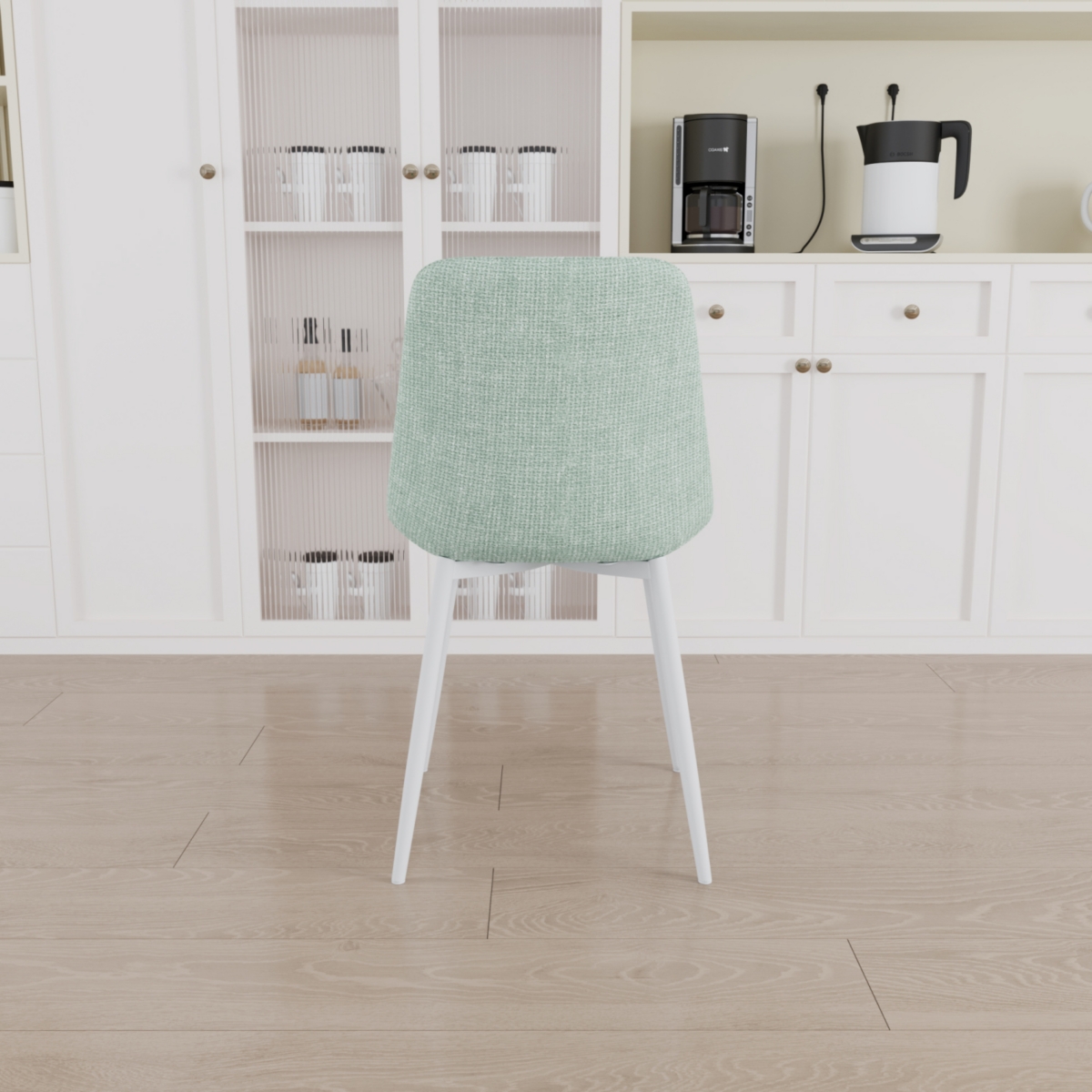 Streamdale Furniture A set of 4 dining chairs, modern kitchen dining chairs, linen padded chairs, and sturdy white metal leg decorated dining chairs