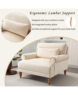 Mirod Elegant Circular Armrests, Ergonomic Lumbar Support, Vintage Roman Column Legs, Luxurious Large Size, Enhances Living Room Aesthetics, for Living room, Bedroom and study