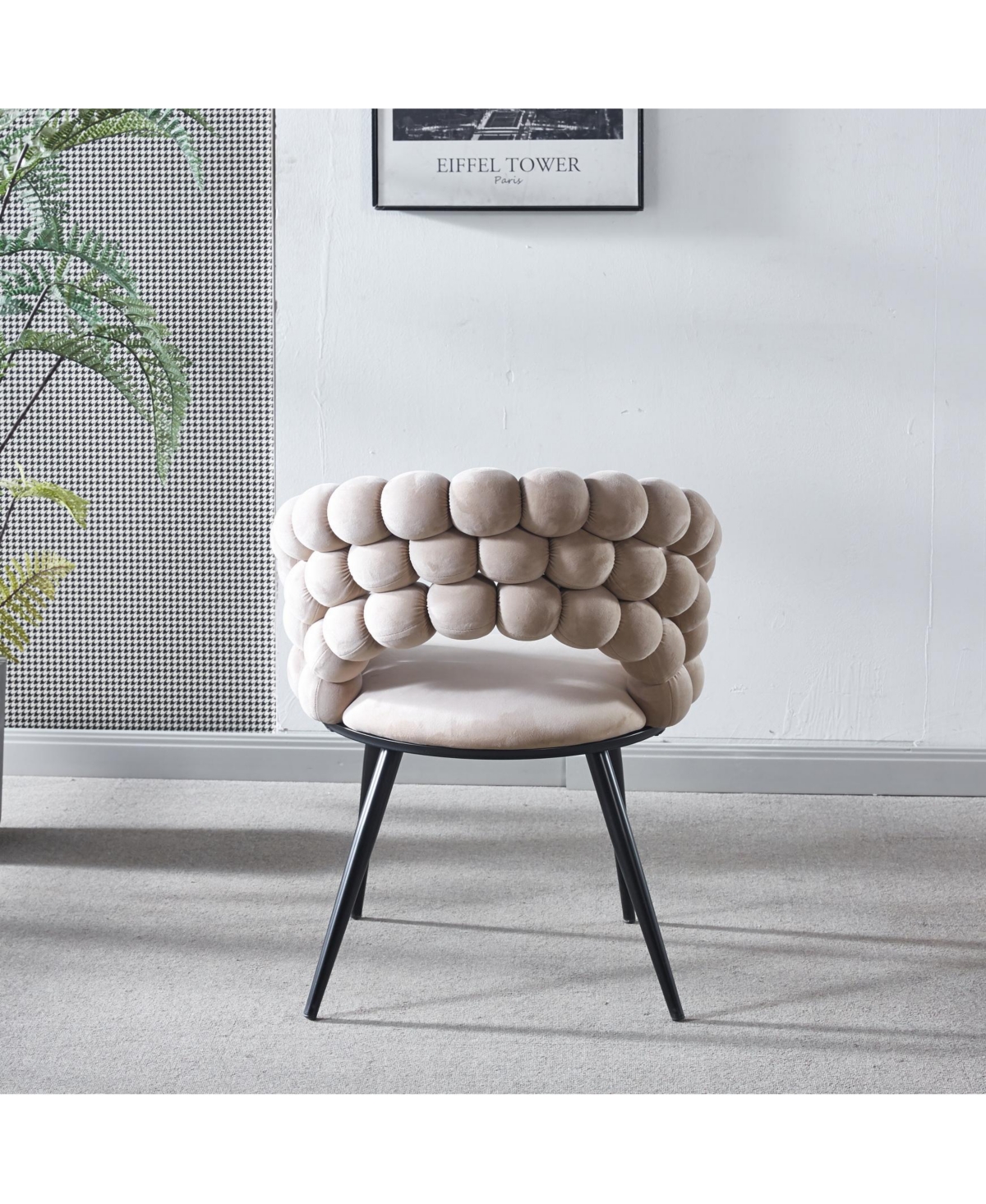 Streamdale Furniture white Modern chair(set of 2) with golden color iron tube legs, soft cushions and comfortable backrest, suitable for dining room