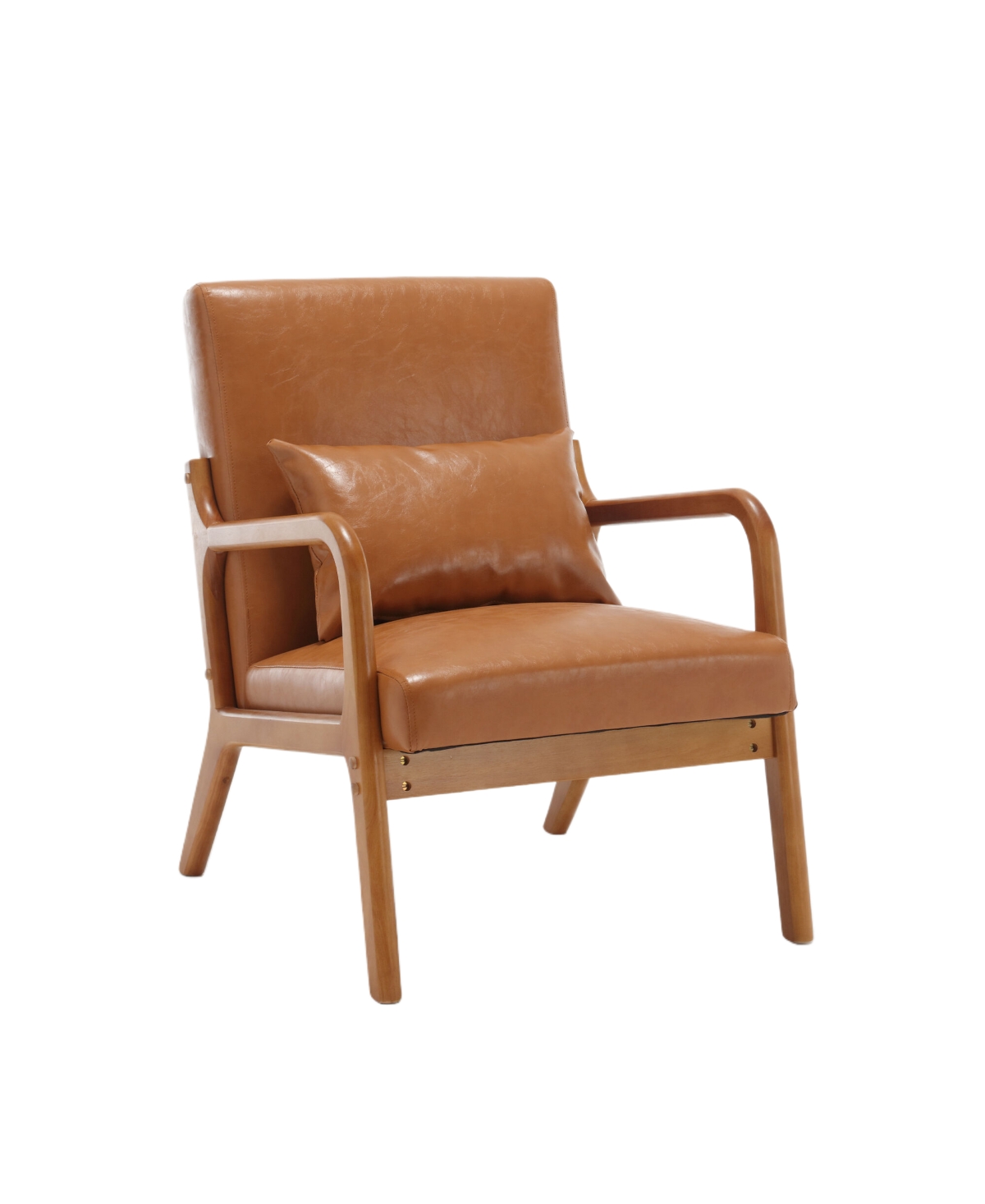 Streamdale Furniture Modern Accent Chair, Solid Wood Padding Lounge Armchairs With One pillow for Living Room, Bedroom, Guest RoomPu)