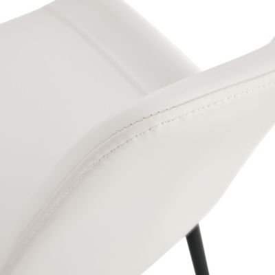 White Leather Dining Chair with Curved Cushion