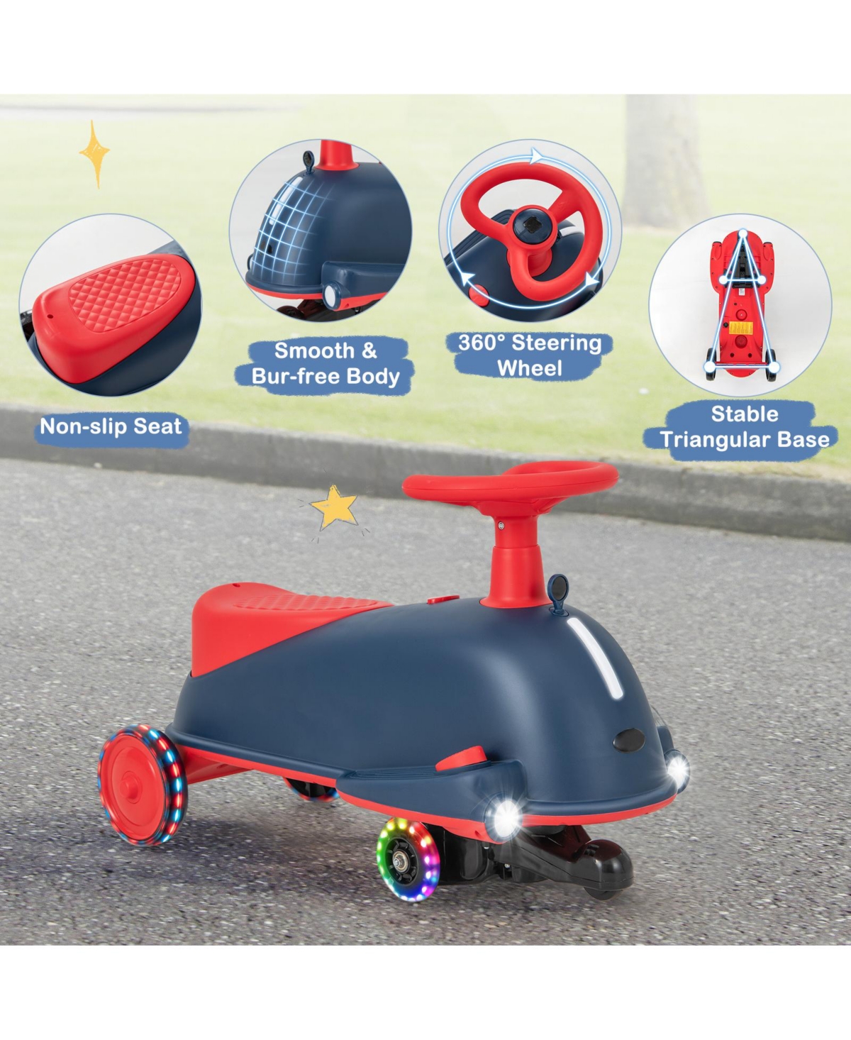 Hongge 6V Kids Ride On Drifting Wiggle Car 1 with Music and Pedal and Dolphin-like Design