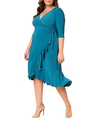 Women's Plus Size Whimsy Ruffled Midi Wrap Dress