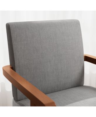 Fabric Accent Arm Chair Set of 2 with Round Wood Table