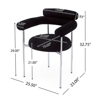  Upholstered Armchair Dining Chairs With Metal Legs (Set of 2),Black