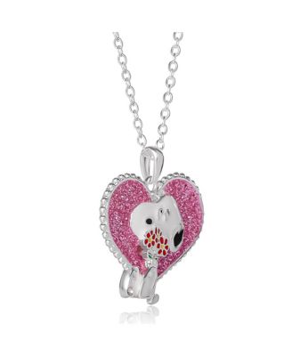 Snoopy Heart Flowers Valentine's Day Pendant