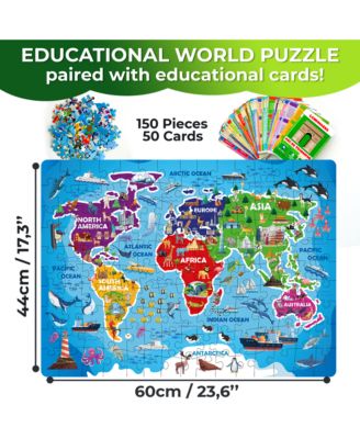 150 Pcs Jigsaw Puzzles for Kids Ages 8-10 - 400+ Facts on 50 Flashcards