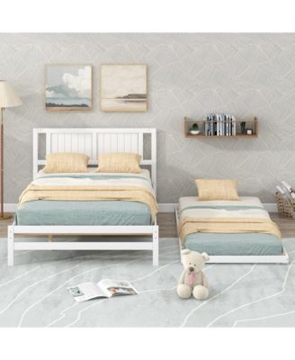 Platform Bed with Adjustable Trundle for Versatile Sleep Solutions and Space Efficiency