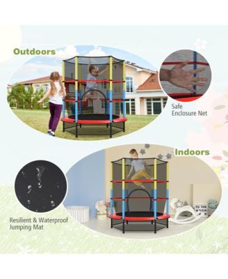 55'' Kids Trampoline Recreational Bounce Jumper W/Safety Enclosure Net Heavy-duty