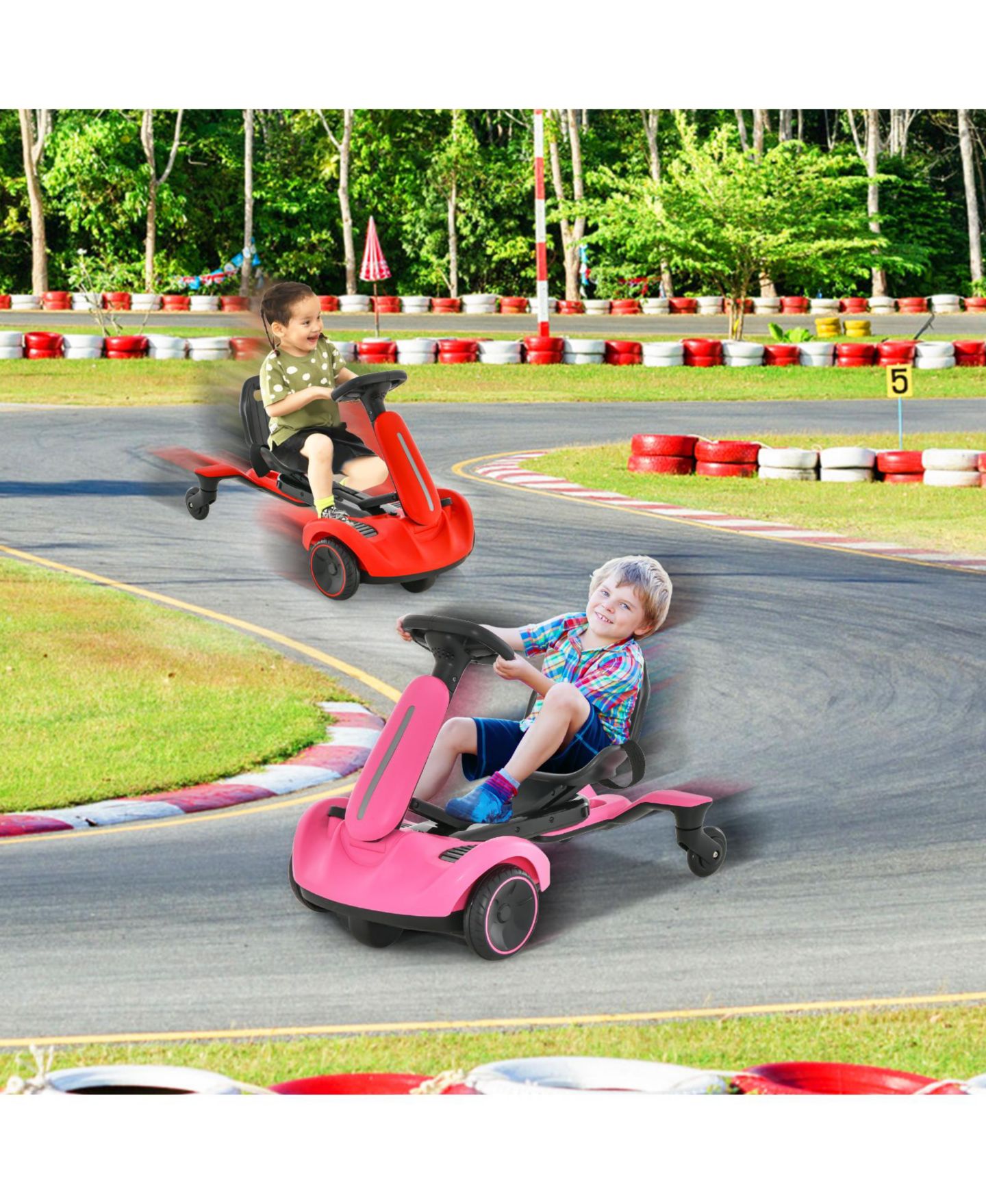 Детская игрушка HONGGE 6V Kids Ride-On Drift Car with 360-Degree Spin and Adjustable Heights, Ages 3+ — фото 11