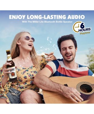 Miller Lite Glass Bottle Shaped Bluetooth Speaker with Acrylic Case and LED Lights