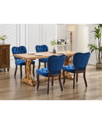 Streamdale French Tufted Fabric Dining Chairs, Set of 2, Blue