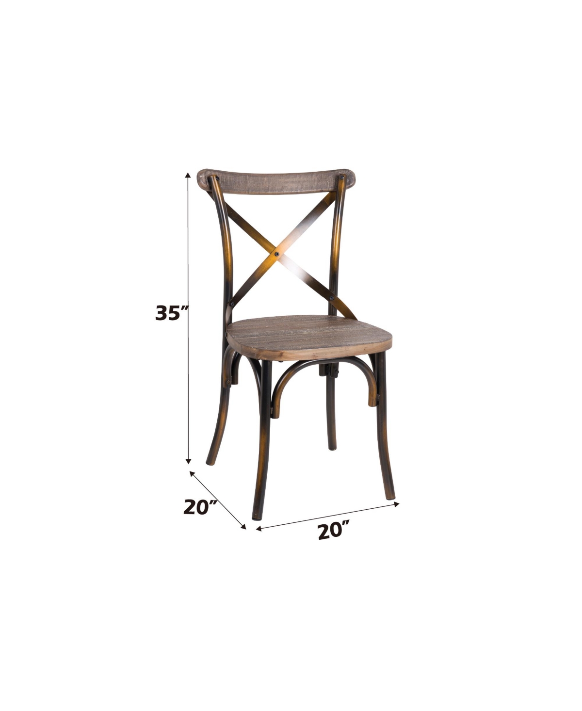 Streamdale Furniture Zaire Side Chair (1Pc) in Antique Copper & Antique- Oak