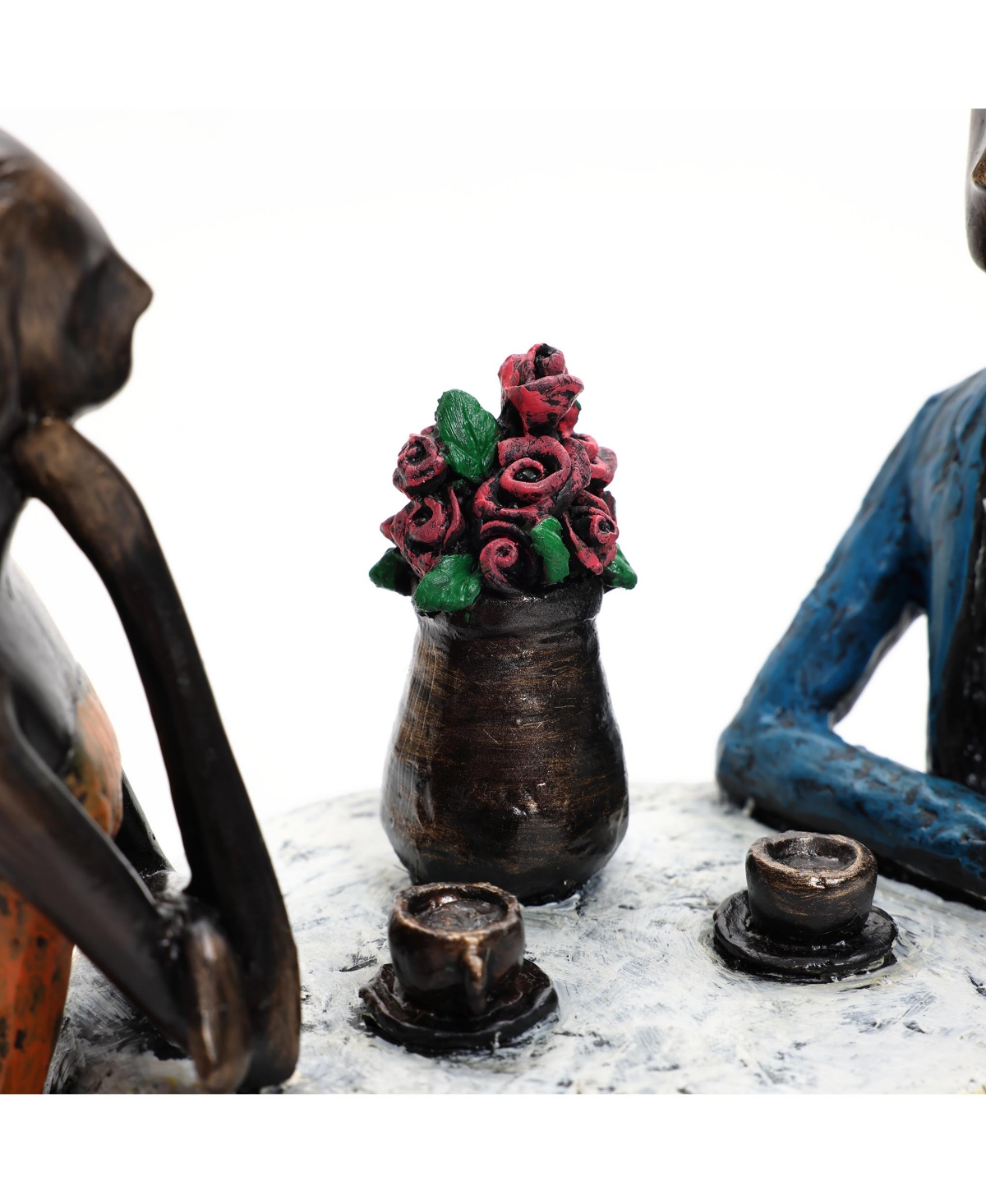 LuxenHome ModernPolyresin Couple Date Night Tabletop Home Decor - Brown, blue, multi