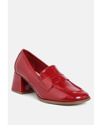 Womens Umdoni Penny Strap Block Heel Loafers