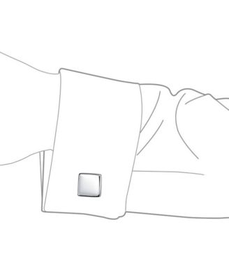 Initial Geometric Solid Flat Square .925 Sterling Silver Shirt Cufflinks Cuff Links Executive Gift Hinge Bullet Back