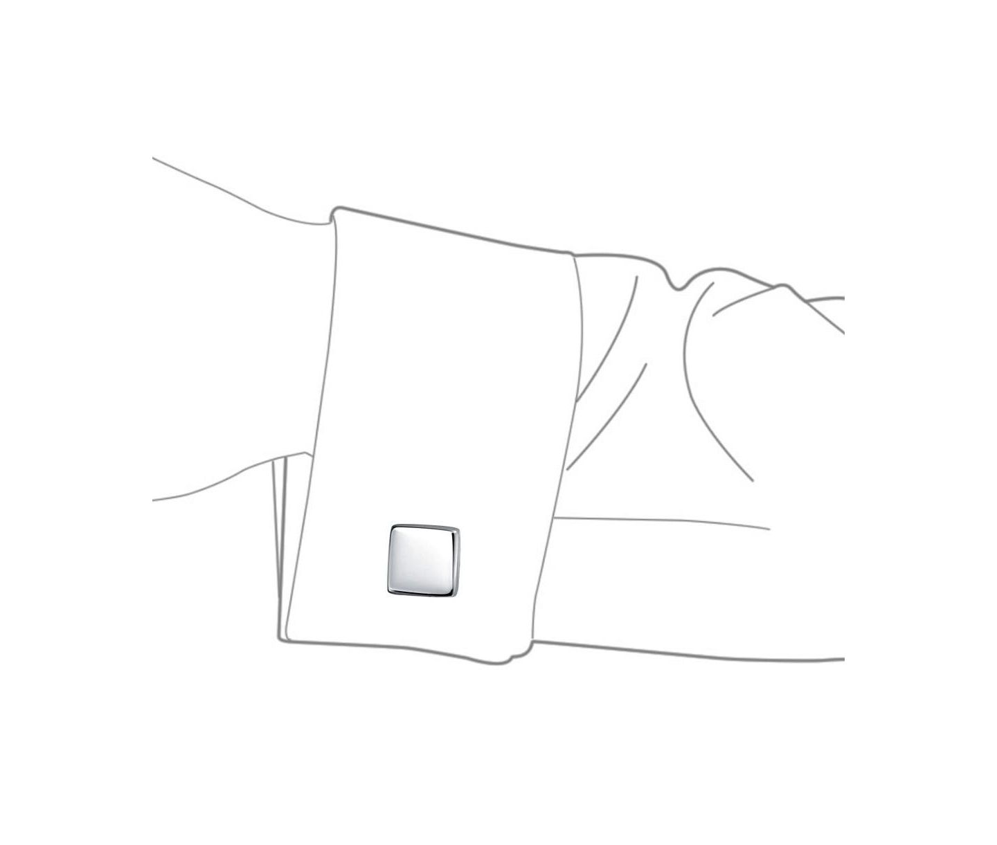 Мужские запонки Bling Jewelry Timeless Solid Flat Square Cufflinks .925 Sterling Silver Hinge Back, цвет: Серебряный — фото 5