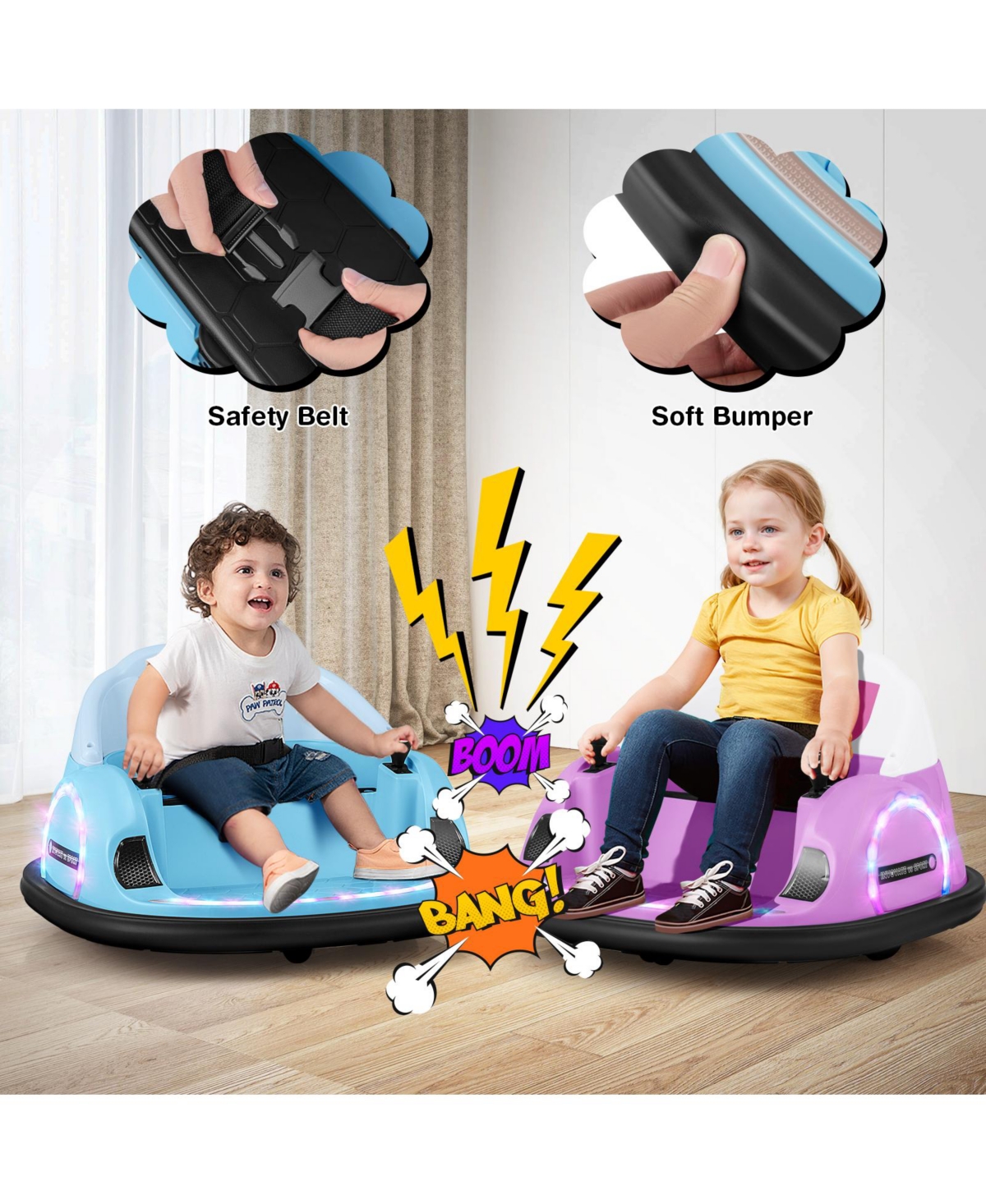 Hongge 12V 360° Ride on Bumper Car for Toddlers with Remote Control