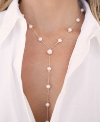 Dripping Mother of Pearl Lariat Necklace