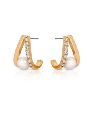 Pave and Mother of Pearl Drop Earrings