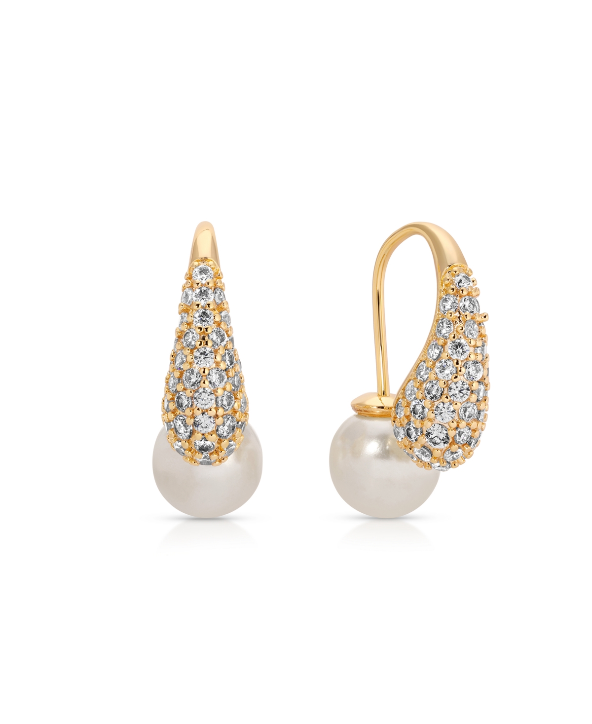 Ettika Hooked Pave And Mother Of Pearl Drop Earrings In Gold