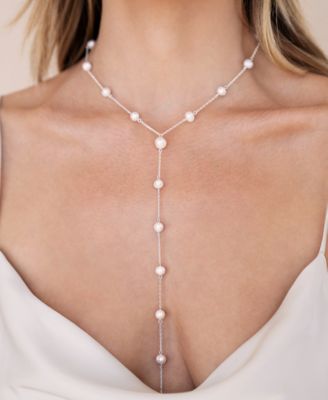 Dripping Mother of Pearl Lariat Necklace