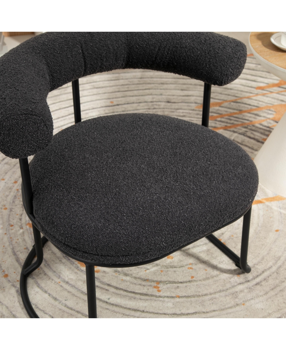 Streamdale Furniture Boucle Dining Chairs Set of 2, Mid-Century Modern Curved Backrest Chair, Round Upholstered Kitchen ChairsBoucle)