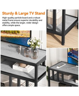 65'' TV Stand for TV up to 65 Inches, Entertainment Center with Open Storage Shelves