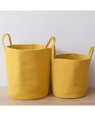 Large Decorative Cotton Rope Basket &amp;#x2013; Soft Woven Storage Bin for Nursery, Bedroom, or Laundry Room