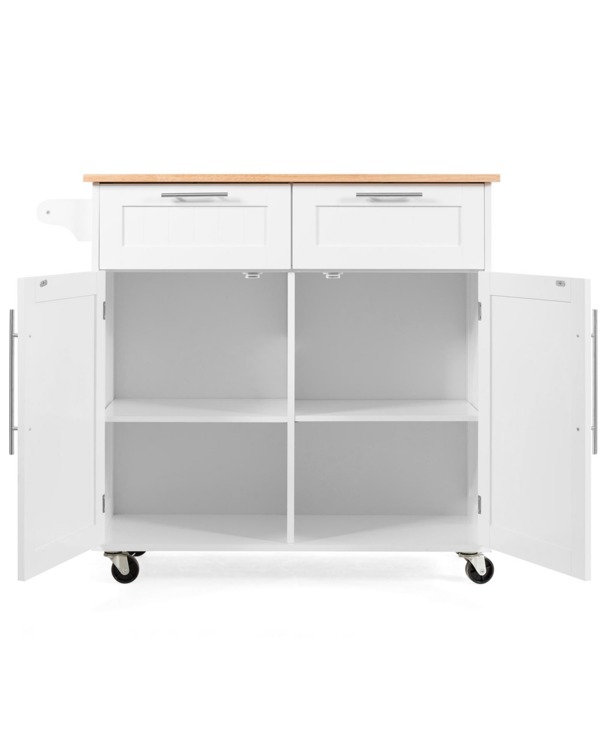 Sugift Heavy Duty Rolling Kitchen Cart with Tower Holder and Drawer-White
