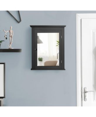Wall Mounted Bathroom Mirror Cabinet with 5-level Height-adjustable Shelf