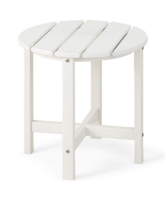 18 Inch Round Weather-Resistant Adirondack Side Table-White